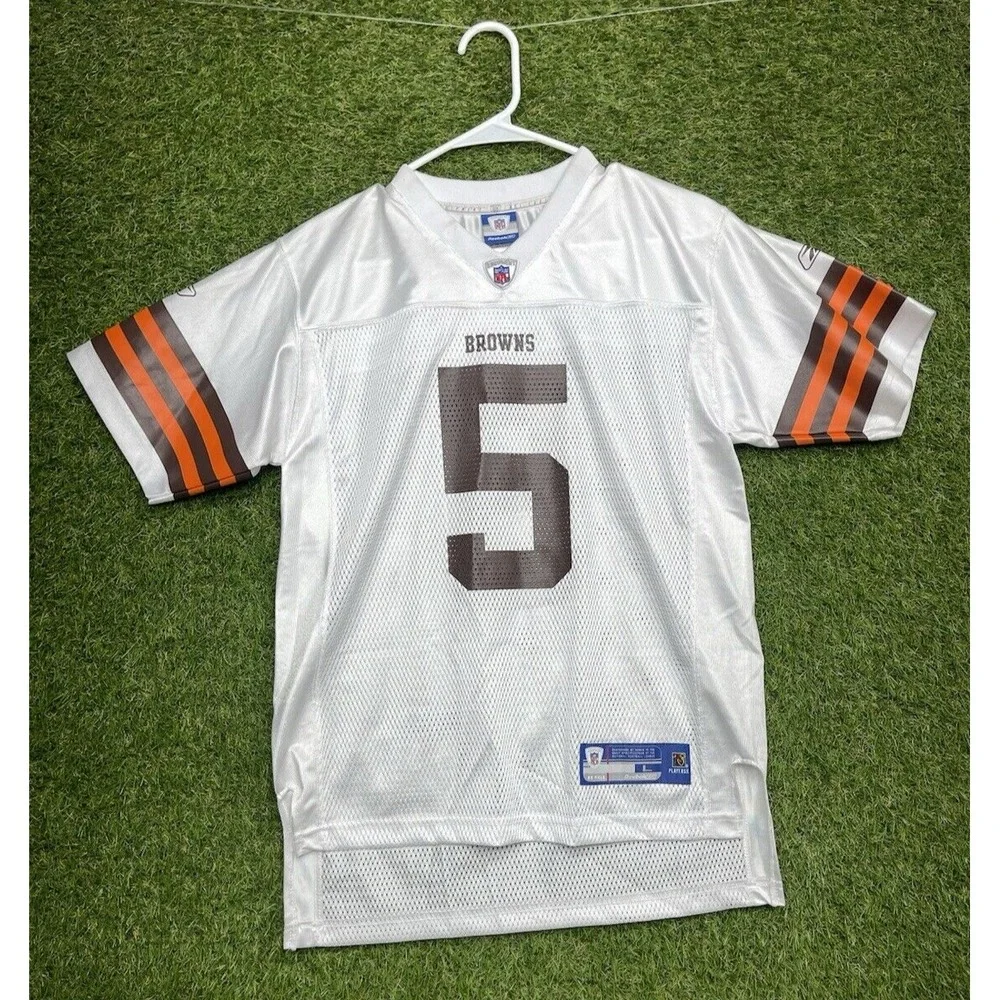 Reebok Cleveland Browns Football Jersey Youth Large #5 Jeff Garcia White NFL
